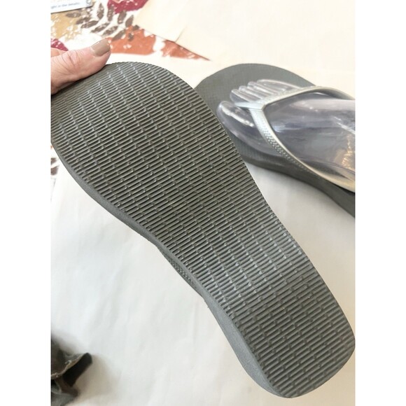 Havaianas High Platform Flip Flops Womens 9 39 40 Wedge Sandals Beach Gray - Picture 8 of 8
